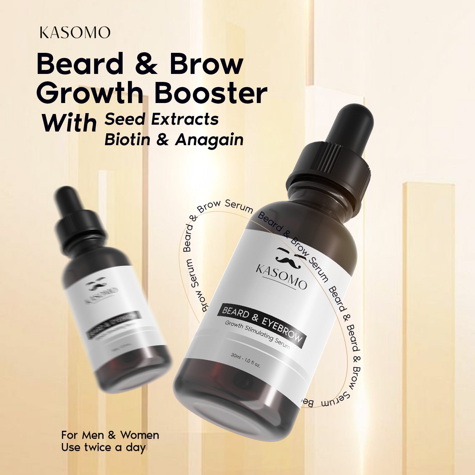 GENUINE KASOMO BEARD & EYEBROW GROWTH SERUM